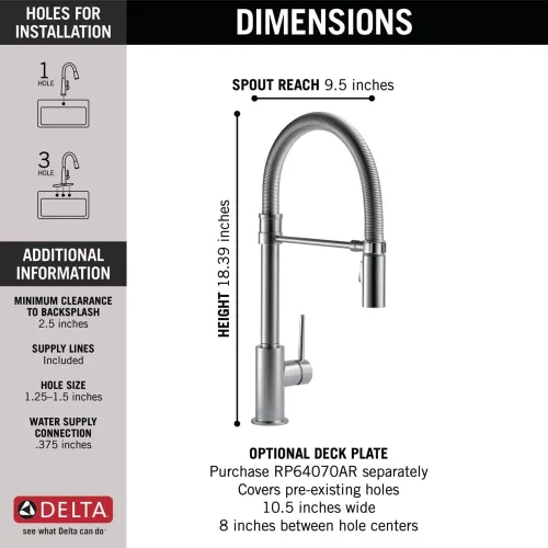 Vista 4 de Delta Faucet Trinsic Pro - Grifo de cocina de estilo comercial, grifos de cocina con rociador desplegable, grifo de fregadero de cocina, grifo