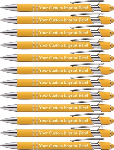 Vista 8 de ExpressDesigns™ - Bolígrafos personalizados premium con lápiz óptico Ráfaga de color Bolígrafos personalizados con nombre impreso de metal suave