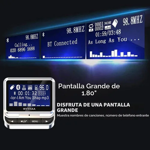 Vista 2 de Transmisor FM Bluetooth para automóvil, adaptador de radio inalámbrico, 38 W [PD 20 W + QC 3.0], kit automático manos libres con control remoto