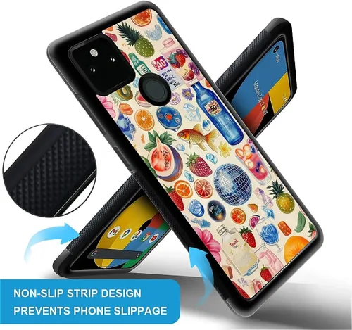 Vista 1114 de Compatible con Google Pixel 4A 5G Mobile Case Creative Acrylic Panel trasero Silicona Protección Grip especialmente diseñado para Google Pixel 4A 5G