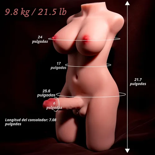 Vista 3 de Muñeca sexual transexual con consolador de empuje, muñecas sexuales AUSLOVE con gran polla realista de 7.1 pulgadas y anal apretado, masturbador