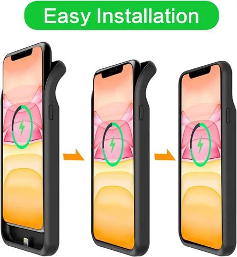 Vista 3 de Funda de batería para iPhone 11, funda de carga portátil recargable de 10000 mAh mejorada con carga inalámbrica compatible con iPhone 11