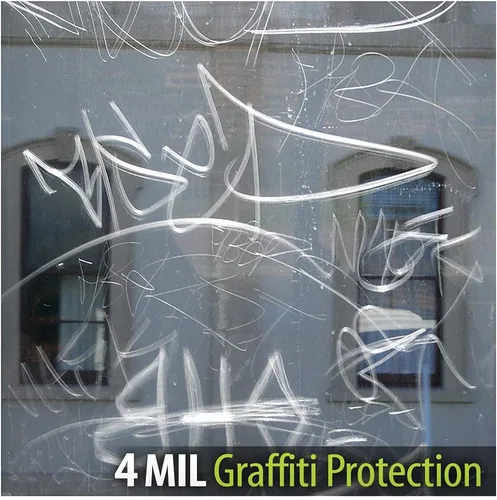 Vista 6 de BDF AG4M - Película protectora de grafiti para ventana, 4 mil, transparente (12 pulgadas x 14 pies) Exterior Installation, Glass Surface