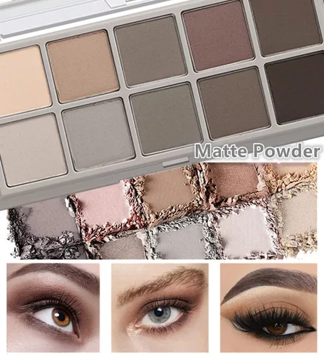 Vista 6 de Go Ho Paleta de sombra de ojos de 10 colores, paleta de sombra de ojos mate para mujeres mayores, tonos mezclables altamente pigmentados, paleta