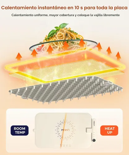 Vista 4 de Tapete impermeable para calentar alimentos, bandeja de calefacción eléctrica que cambia de color con control de temperatura de 6 niveles