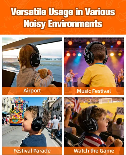 Vista 5 de ZOHAN 032 - Auriculares con cancelación de ruido para niños, 25 dB, NRR, orejeras de protección de oídos para niños, para escuela, Monster Jam
