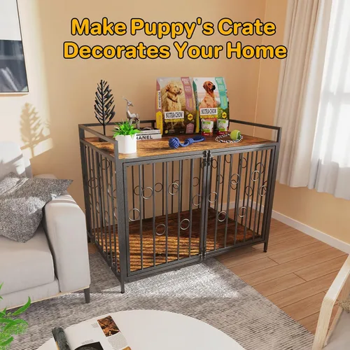 Vista 4 de Furniture Style - Jaula para perros pequeños, de 38 pulgadas, resistente a prueba de escapes, con 4 pestillos de seguridad, casa decorativa