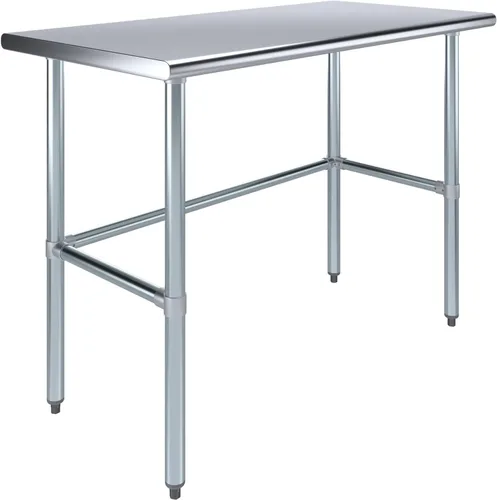 Vista 25 de Mesa de Trabajo de Acero Inoxidable con Base Abierta de 24" x 14" – Mesa Comercial Compacta Certificada NSF con Patas Galvanizadas para Cocinas