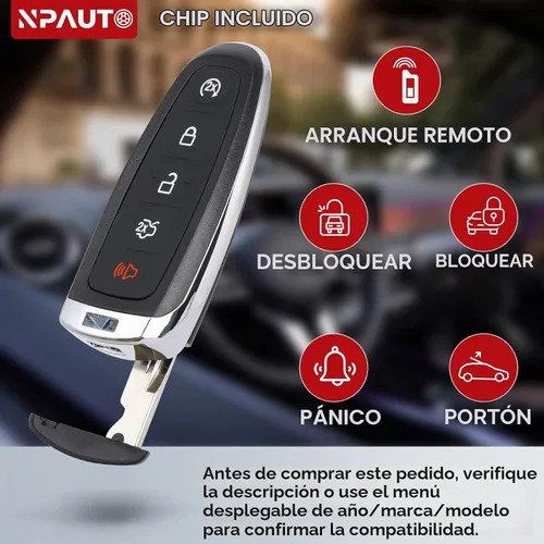 Vista 4 de NPAUTO Llavero compatible con Ford Explorer Edge 2011-2015, Focus 2015-2019, Taurus, Flex, Expedition, Lincoln MKX/MKT/MKS/Navigator, reemplazo