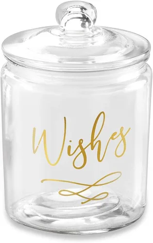 Vista 8 de Kate Aspen Tarro iridiscente de deseos de boda con 100 tarjetas en forma de corazón, libro de invitados, decoraciones de despedida de soltera