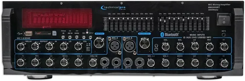 Vista 2 de Technical Pro MM3000 amplificador y mezclador para karaoke impulsado por BlueTooth, SD, USB