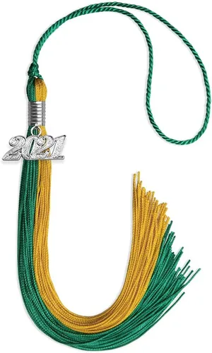 Vista 204 de Endea Graduation Borla de doble color con gota de fecha plateada (negro/oro antiguo, 2025)