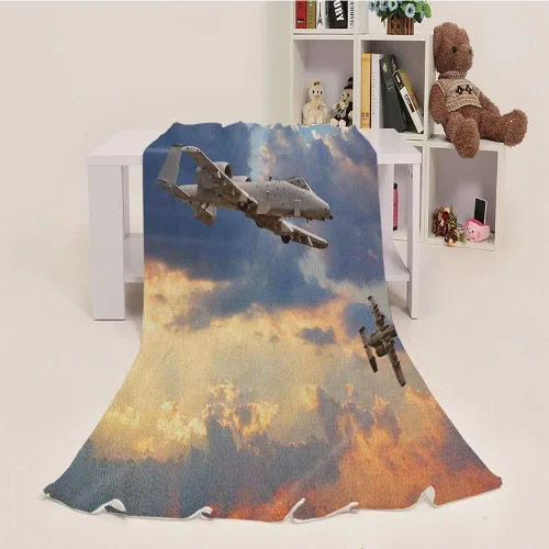 Vista 2 de Jet Up - Manta de muselina para bebé, manta de muselina para bebé, vuelo de combate de la fuerza militar internacional, esponjosa y cómoda, 30 x 40