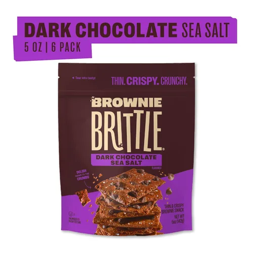 Vista 2 de Brownie Brittle – Galletas dulces delgadas y crujientes de chocolate oscuro con sal marina (paquete de 6, 5 onzas), postre rico en bocados gourmet