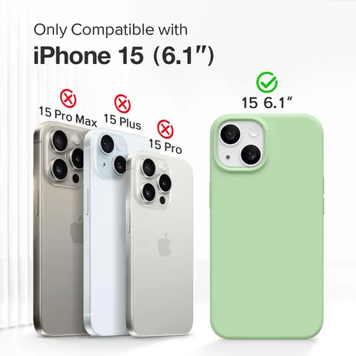 Vista 2 de GONEZ Funda para iPhone 15, funda de silicona líquida con [1 protector de pantalla + 1 protector de lente de cámara], forro de microfibra suave Verde