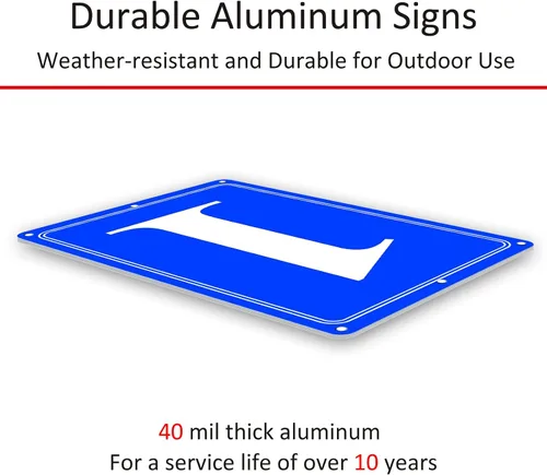 Vista 4 de Premium Aluminum Number Signs, Metal 12" X 8" Blue Numbered Sign Outdoor for Parking Lots, Floor, Dock, Court, Aisle, Field, High Visibility, No
