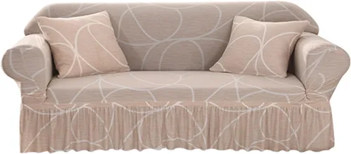 Vista 10 de MBROS Funda de sofá súper elástica, protector de muebles impreso con falda, funda de sofá para sofá de 2 plazas, funda suave para sofá biplaza