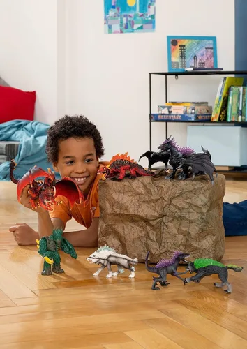 Vista 3 de Schleich Eldrador Creatures - Juego de 5 criaturas de fantasía - Lobo de hielo, sabueso de lava, bestia de roca y espada - Figuras de monstruos