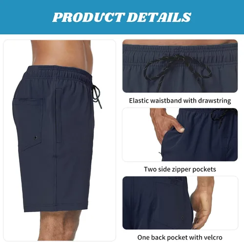 Vista 3 de Flytop Traje de baño para hombre de secado rápido con bolsillos con cremallera