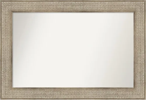 Vista 350 de Amanti Art Espejo de baño plateado para sobre fregadero, 26 x 26 pulgadas, espejo cuadrado de níquel pulido, marco de madera tradicional mediano, se