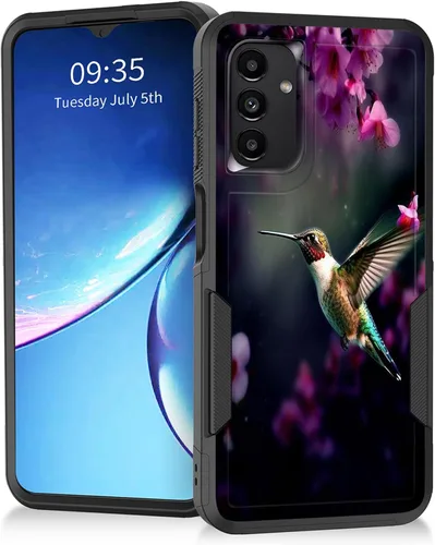 Vista 150 de Funda para Galaxy A14 5G, resistente de doble capa híbrida de policarbonato duro, goma suave, a prueba de golpes, funda protectora resistente