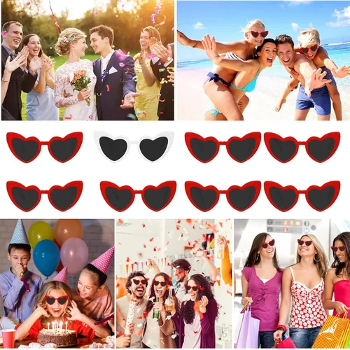 Vista 7 de AEAHALY White Green Blue Purple Pink Heart Sunglasses for Women Colorful Heart Shaped Sunglasses Bulk Party Favor Glasses