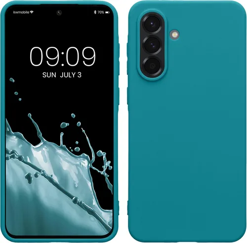 Vista 243 de kwmobile Funda compatible con Samsung Galaxy A12 - Funda protectora de silicona TPU suave y delgada - Azul Báltico