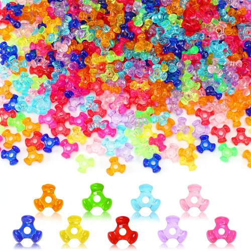 Vista 10 de UPINS Cuentas Triangulares de Pony, 1200 Piezas de Cuentas Triangulares de Plástico Transparente Coloridas para Manualidades, Corona, Bastón