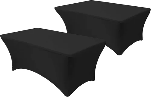 Vista 14 de Paquete de 2 manteles de mesa elásticos de elastano para mesas rectangulares de 4 pies, mantel ajustable de 48 pulgadas de largo x 30 pulgadas