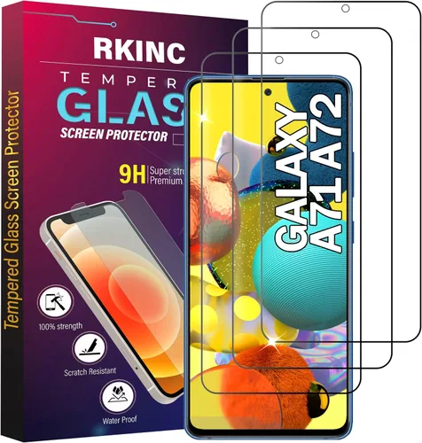 Vista 8 de RKINC Protector de pantalla [paquete de 3] para Samsung Galaxy A71, protector de pantalla de vidrio templado de privacidad