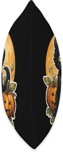 Vista 2 de Cat Lover Gifts & Halloween Gifts & Spooky Gifts Almohada negra de calabaza y gato de Halloween, 18 x 18, multicolor