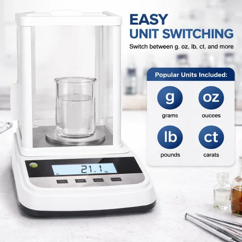 Vista 8 de Lab Analytical Balance - Báscula digital de precisión de 17.64 oz x 0.00 oz, con parabrisas e interfaz RS232, para laboratorios científicos