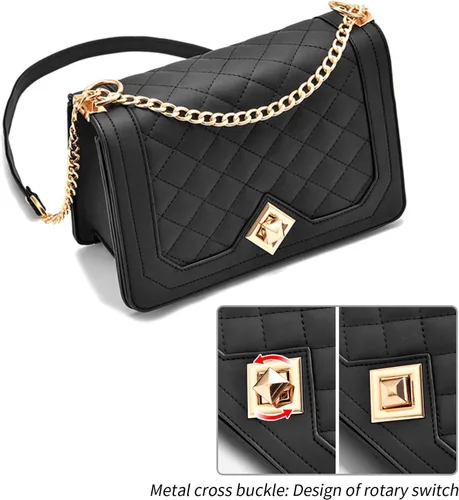 Vista 4 de Travistar Bolsos cruzados para mujer, bolsos pequeños de piel sintética, bolso de hombro, bolso de noche, bolsos acolchados con correa de cadena