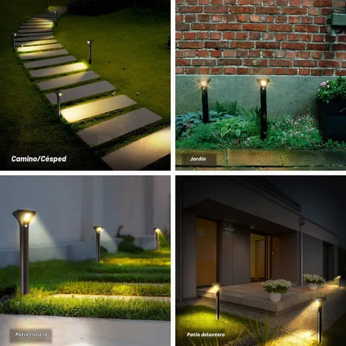 Vista 4 de AURAXY Luces LED con sensor de movimiento solar, funciona con pilas, detector de movimiento impermeable para exteriores, luz de pasarela, uso