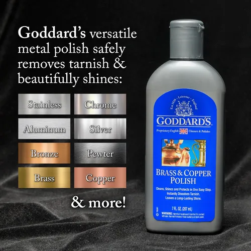 Vista 3 de Goddard's Pulidor de cobre y latón, limpiador de cobre y limpiador de latón para un brillo duradero, esmalte de metal para peltre, cromo y más