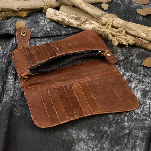 Vista 4 de LUUFAN Cartera larga de cuero genuino para hombre tarjetero con bolsillo para monedas