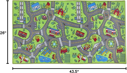 Vista 3 de Alfombra infantil con diseño de vida urbana, aprende a divertirse, educativa para niños, sistema de tráfico vial, centro de actividad multicolor