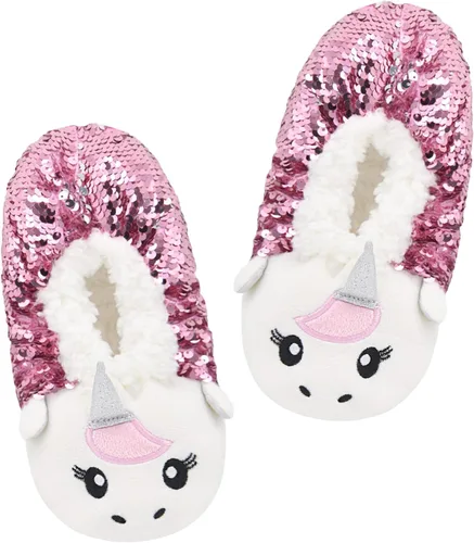 Vista 18 de Panda Bros - Pantuflas gruesas y cálidas para mujer con suela antideslizante, zapatos de casa con diseño de personajes, pantuflas novedosas