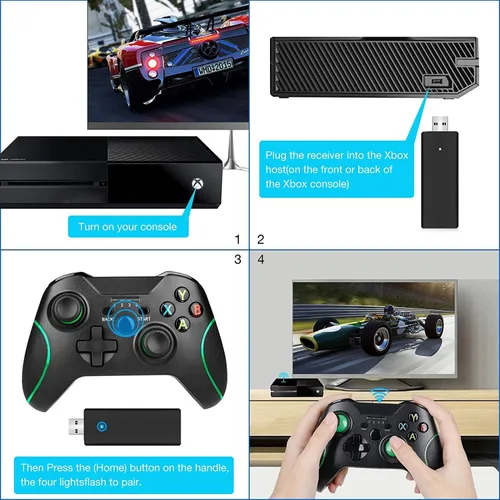 Vista 6 de Controlador inalámbrico para Xbox One controlador de gamepad de 24 GHZ compatible con Xbox OneOne SOne XOne Series XSElitePC Windows 7810 con doble