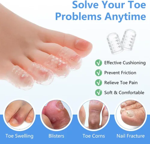 Vista 5 de Protector de Dedos del Pie de Silicona Antifricción, Protectores de Dedos del Pie de Gel Transpirables Cubiertas para Dedos del Pie, Protectores