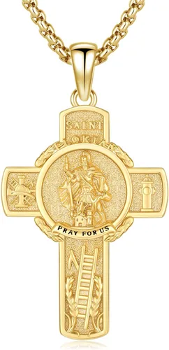 Vista 25 de 925 Sterling Silver Patron Saint Amulet Necklace for Men Women plateado