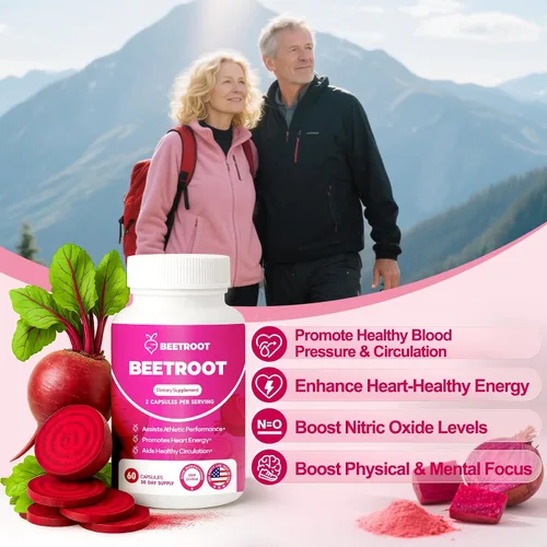 Vista 6 de Cápsulas de raíz de remolacha – 1300mg de polvo orgánico de raíz de remolacha, suplemento vegano y sin OGM para energía, resistencia y apoyo al