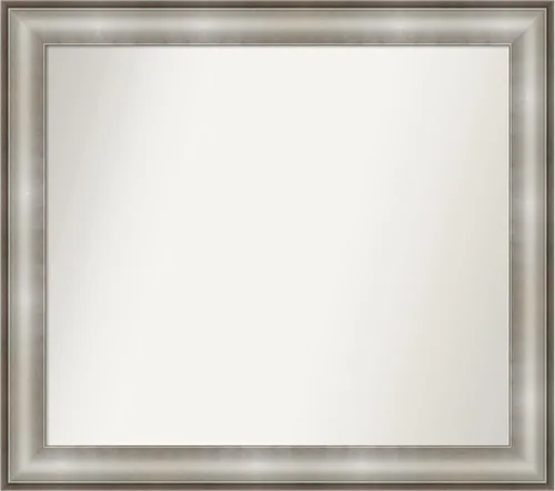 Vista 45 de Amanti Art Espejo de baño plateado para sobre el fregadero, 28 x 37 pulgadas, elegante espejo rectangular de peltre cepillado, marco de madera
