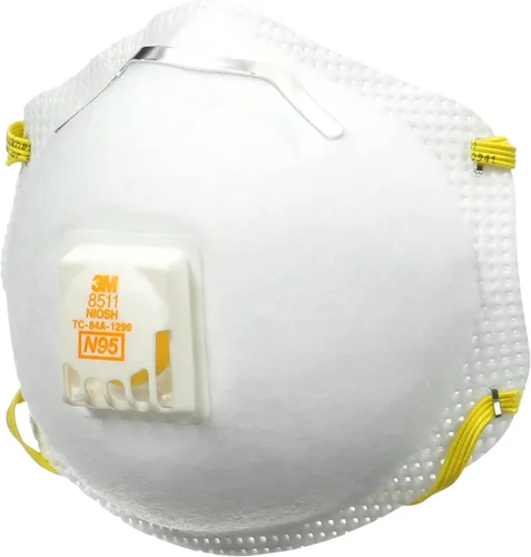 Vista 11 de 3M - Respirador N95 8511, paquete de 10, aprobado por NIOSH, N95, cuenta con válvula de exhalación 3M COOL FLOW, alivio del polvo y ciertas