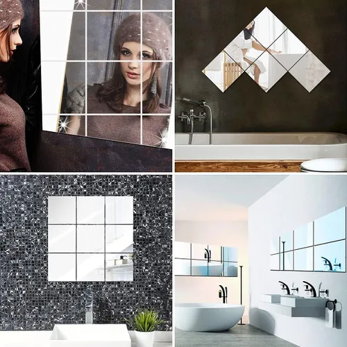 Vista 7 de Fantasyon 10 hojas de espejo flexibles, autoadhesivas, azulejos decorativos de plástico sin vidrio, calcomanías de espejo para escuela, educación