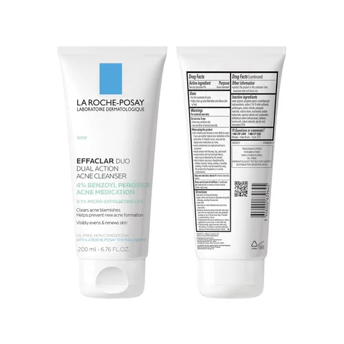 Vista 10 de La Roche-Posay Effaclar Dual Limpiador Facial para Acné con 4% de peróxido de benzoilo y exfoliante LHA, tratamiento para el acné que ayuda a