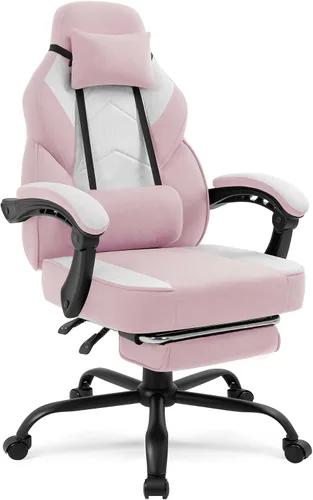 Vista 16 de Gaming Chair with Footrest Fabric Gaming Chair for Adults with Massage Lumbar Support, High Back Ergonomic Computer Chair, Pocket Spring Cushion