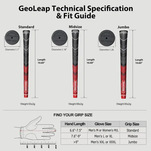 Vista 5 de Geoleap Golf Grips Set of 13- Grips with Tapes and Grips with All Repair Kits for Choice,Hybrid Golf Club Grips All Weather Contral, High Feedback &