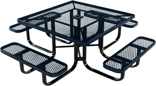 Vista 105 de COATEDOUTDOORFURNITURE Mesa de picnic cuadrada de 46 pulgadas, expandida, color negro
