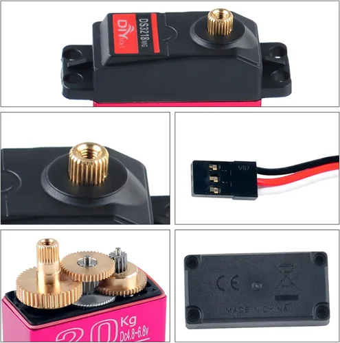Vista 6 de DS3218 - Servo digital de engranaje de metal de alto par resistente al agua servo RC de 44.1 lbs rotación de 270 grados para autos Baja RC